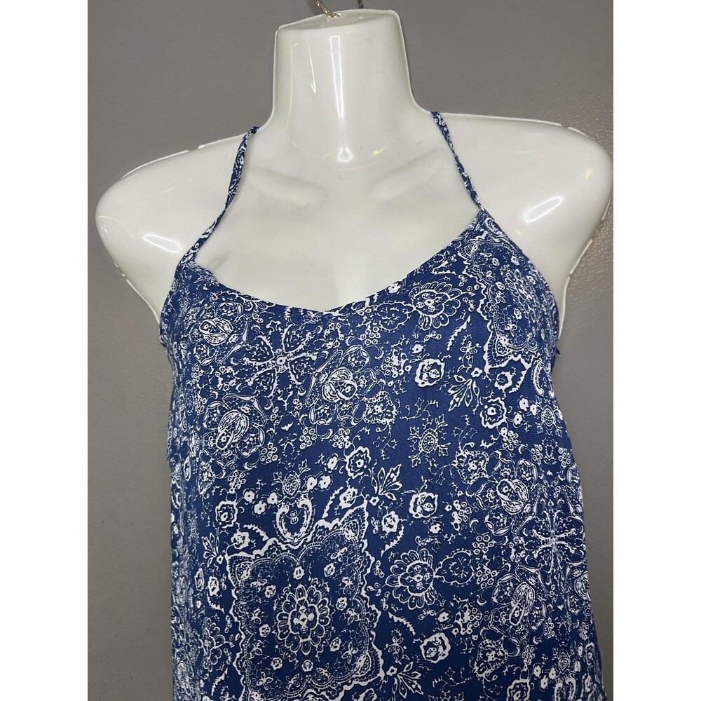 Lulus Dress Womens Medium Blue Paisley Slip Maxi Backless Strappy Sundress